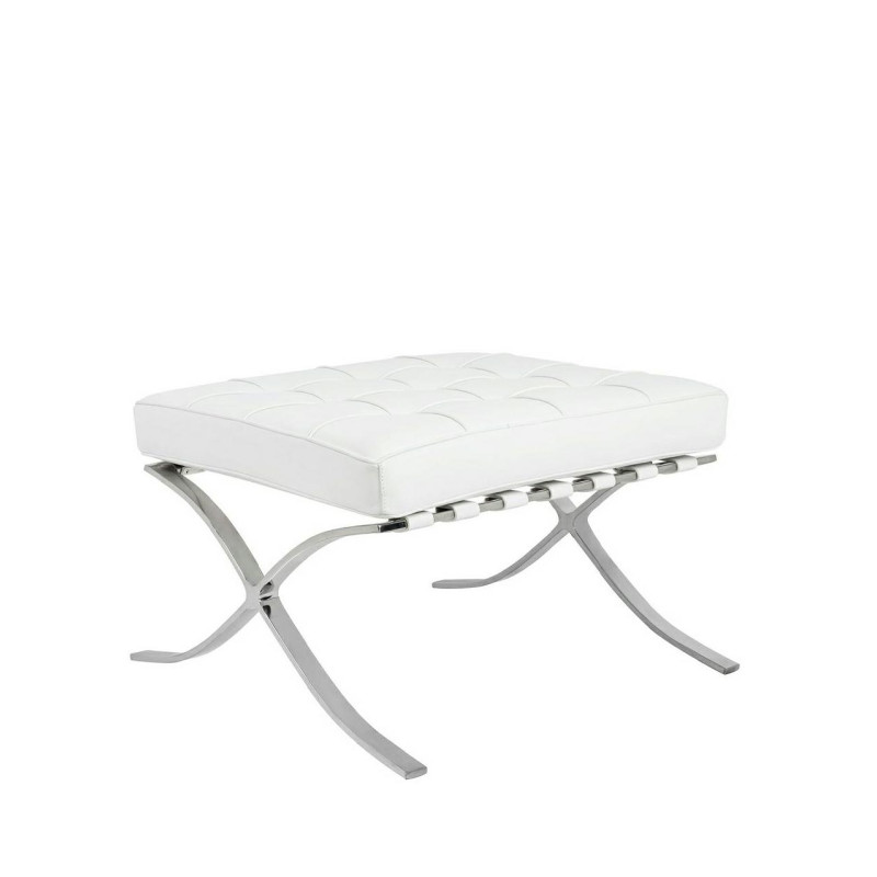 T03-OTTO.WHITE Podnóżek BARCELON PRESTIGE PLUS biały - włoska selekcjonowana skóra naturalna, stal King Home