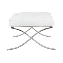 T03-OTTO.WHITE Podnóżek BARCELON PRESTIGE PLUS biały - włoska selekcjonowana skóra naturalna, stal King Home