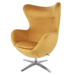 KH0101009563 Fotel EGG SZEROKI VELVET musztardowy King Home