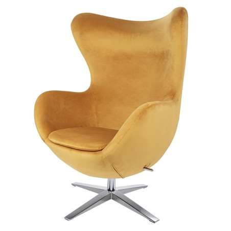 KH0101009563 Fotel EGG SZEROKI VELVET musztardowy King Home