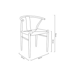 KH1201100122 Krzesło WISHBONE METAL naturalne King Home
