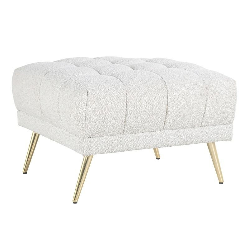 S5124 WHITE RICHMOND pufa HUXLEY BOUCLE - biała, szczotkowane złoto King Home