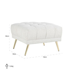 S5124 WHITE RICHMOND pufa HUXLEY BOUCLE - biała, szczotkowane złoto King Home