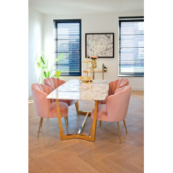 S4445 PINK VELVET RICHMOND krzesło PIPPA PINK - welur, podstawa złota King Home