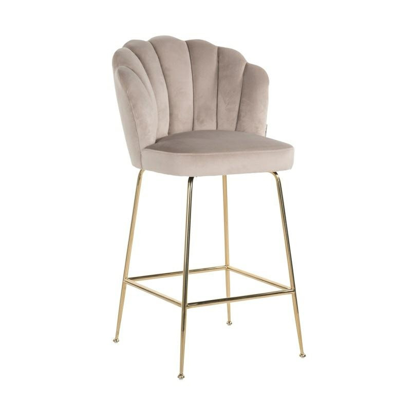 S4485 KHAKI VELVET RICHMOND krzesło barowe PIPPA KHAKI 80 - welur, podstawa złota King Home