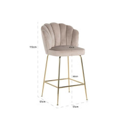 S4485 KHAKI VELVET RICHMOND krzesło barowe PIPPA KHAKI 80 - welur, podstawa złota King Home