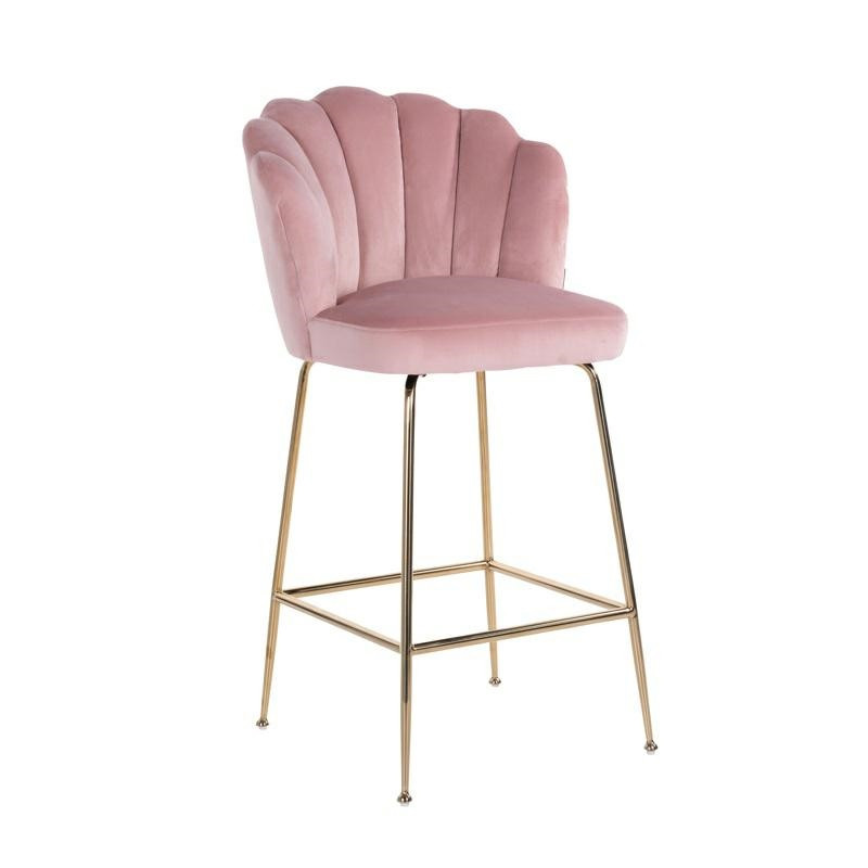 S4485 PINK VELVET RICHMOND krzesło barowe PIPPA PINK 80 - welur, podstawa złota King Home