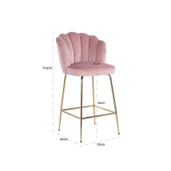 S4485 PINK VELVET RICHMOND krzesło barowe PIPPA PINK 80 - welur, podstawa złota King Home
