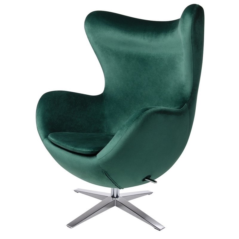 HE-066.HM8-18.DGREEN Fotel EGG SZEROKI VELVET ciemny zielony. 18 - welur, podstawa stal King Home
