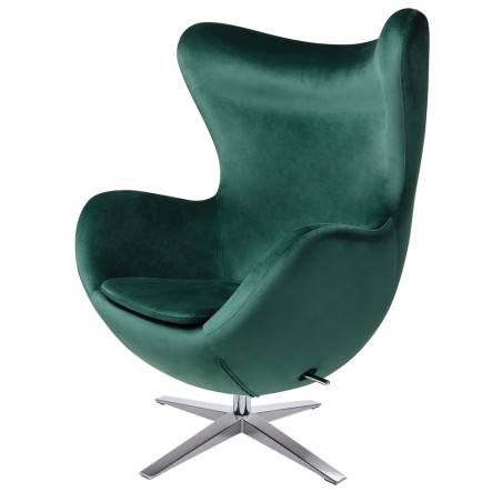 HE-066.HM8-18.DGREEN Fotel EGG SZEROKI VELVET ciemny zielony. 18 - welur, podstawa stal King Home