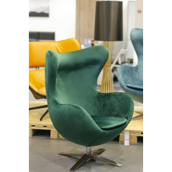 HE-066.HM8-18.DGREEN Fotel EGG SZEROKI VELVET ciemny zielony. 18 - welur, podstawa stal King Home