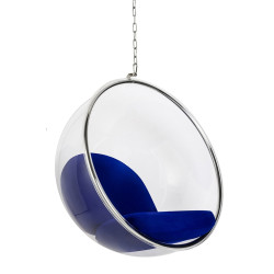 JH-200.13 Fotel wiszący BUBBLE poduszka atramentowa - korpus akryl, poduszka wełna King Home