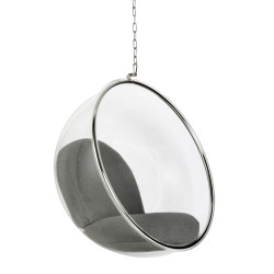 JH-200.04 Fotel wiszący BUBBLE poduszka  szara - korpus akryl, poduszka wełna King Home