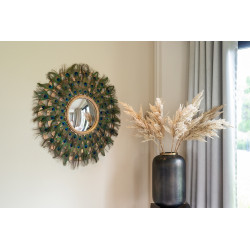 -MI-0049 RICHMOND lustro ścienne MACYNN z piórami - złote King Home