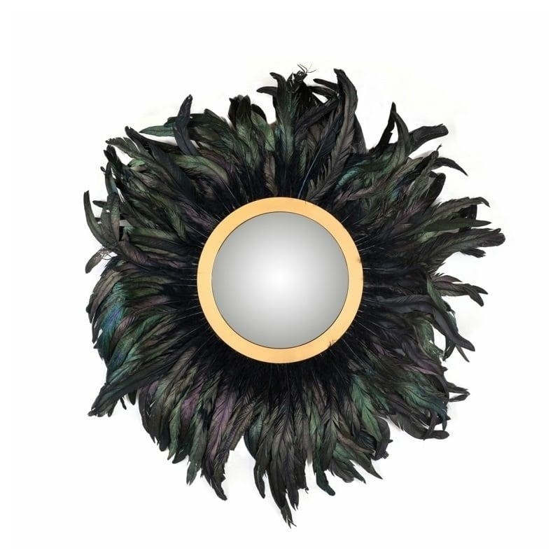 -MI-0050 RICHMOND lustro ścienne MADLEN z piórami - czarne King Home
