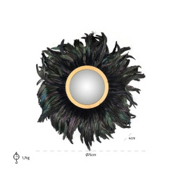 -MI-0050 RICHMOND lustro ścienne MADLEN z piórami - czarne King Home