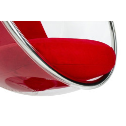 JH-200.17W Fotel BUBBLE STAND poduszka czerwona - podstawa chrom, korpus akryl, poduszka wełna King Home