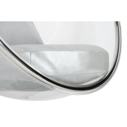 JH-200.01W Fotel BUBBLE STAND poduszka srebrna - podstawa chrom, korpus akryl, poduszka ekoskóra King Home