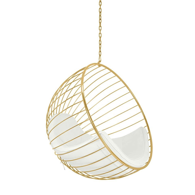 PH5994-1 Fotel wiszący GABBIA złoty / beżowy King Home