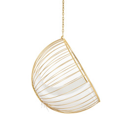 PH5994-1 Fotel wiszący GABBIA złoty / beżowy King Home