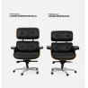 KH1501100106 Fotel biurowy LOUNGE GUBERNATOR BIG XL czarny - sklejka orzech, skóra naturalna, stal polerowana King Home