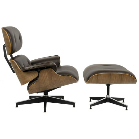 KH1501100150 Fotel LOUNGE HM brązowy / orzech z podnóżkiem King Home