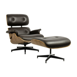 KH1501100150 Fotel LOUNGE HM brązowy / orzech z podnóżkiem King Home