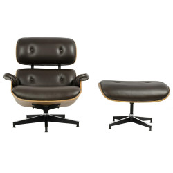 KH1501100150 Fotel LOUNGE HM brązowy / orzech z podnóżkiem King Home