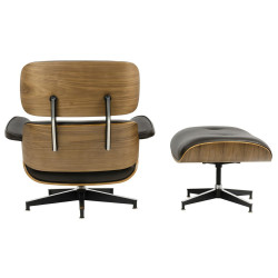 KH1501100150 Fotel LOUNGE HM brązowy / orzech z podnóżkiem King Home