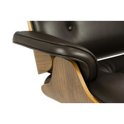 KH1501100150 Fotel LOUNGE HM brązowy / orzech z podnóżkiem King Home