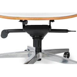 KH1501100153 Fotel biurowy LOUNGE GUBERNATOR biały - sklejka orzech, skóra naturalna, stal polerowana King Home