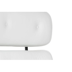 KH1501100153 Fotel biurowy LOUNGE GUBERNATOR biały - sklejka orzech, skóra naturalna, stal polerowana King Home