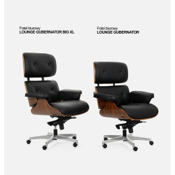 KH1501100155 Fotel biurowy LOUNGE GUBERNATOR czarny - heban, skóra naturalna, podstawa czarna King Home