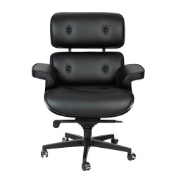 KH1501100155 Fotel biurowy LOUNGE GUBERNATOR czarny - heban, skóra naturalna, podstawa czarna King Home