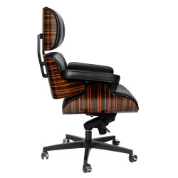 KH1501100155 Fotel biurowy LOUNGE GUBERNATOR czarny - heban, skóra naturalna, podstawa czarna King Home