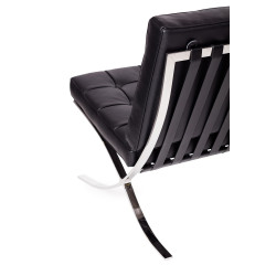 KH1501100132 Sofa dwuosobowa BARCELON czarna - włoska skóra naturalna, stal King Home