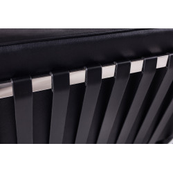 KH1501100132 Sofa dwuosobowa BARCELON czarna - włoska skóra naturalna, stal King Home