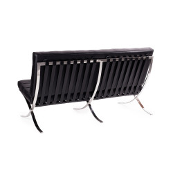 KH1501100134 Sofa dwuosobowa BARCELON PRESTIGE PLUS czarna - włoska selekcjonowana skóra naturalna, stal King Home