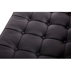 KH1501100134 Sofa dwuosobowa BARCELON PRESTIGE PLUS czarna - włoska selekcjonowana skóra naturalna, stal King Home