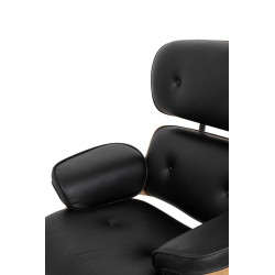 KH1501100214 Fotel biurowy LOUNGE GUBERNATOR czarny - jesion, skóra naturalna, stal polerowana King Home