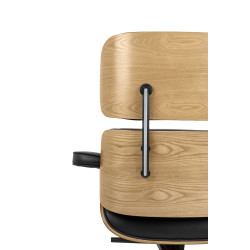 KH1501100214 Fotel biurowy LOUNGE GUBERNATOR czarny - jesion, skóra naturalna, stal polerowana King Home