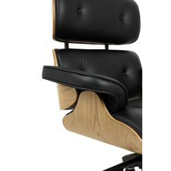 KH1501100214 Fotel biurowy LOUNGE GUBERNATOR czarny - jesion, skóra naturalna, stal polerowana King Home