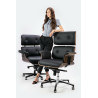 KH1501100214 Fotel biurowy LOUNGE GUBERNATOR czarny - jesion, skóra naturalna, stal polerowana King Home