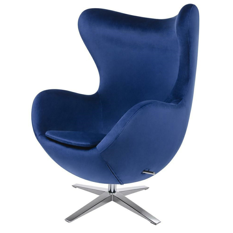 KH1501100190 Fotel EGG SZEROKI VELVET ciemny niebieski.49 - welur, podstawa stal King Home