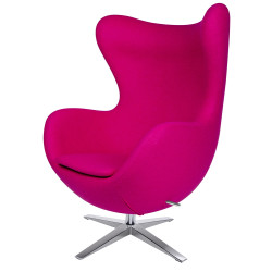 KH1501100193 Fotel EGG SZEROKI fuksja.11 - wełna, podstawa stal King Home