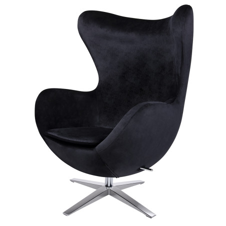 KH1501100187 Fotel EGG SZEROKI VELVET czarny.50 - welur, podstawa stal King Home