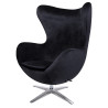 KH1501100187 Fotel EGG SZEROKI VELVET czarny.50 - welur, podstawa stal King Home