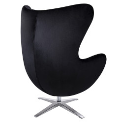 KH1501100187 Fotel EGG SZEROKI VELVET czarny.50 - welur, podstawa stal King Home