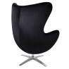 KH1501100187 Fotel EGG SZEROKI VELVET czarny.50 - welur, podstawa stal King Home