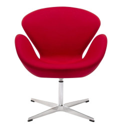 JH028.RED.17 Fotel SWAN WOOL PREMIUM czerwony - wełna, podstawa stal King Home